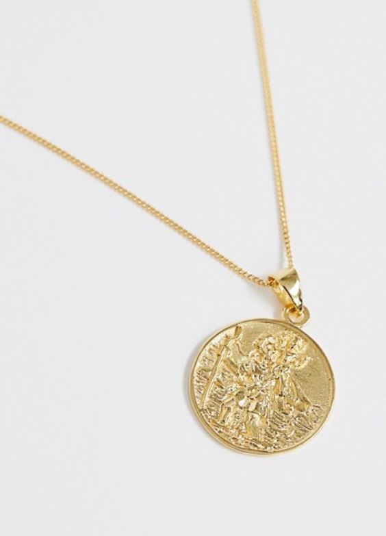 sterling silver St Christopher necklace in 14k gold plate