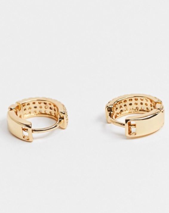 14k gold plated huggie hoop earrings with luxe crystal