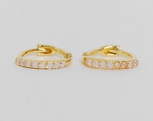 Astrid & Miyu 18K gold plated opal pave huggie hoop earring