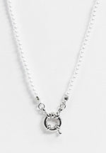 Load image into Gallery viewer, pearl necklace with bolt ring clasp in silver tone
