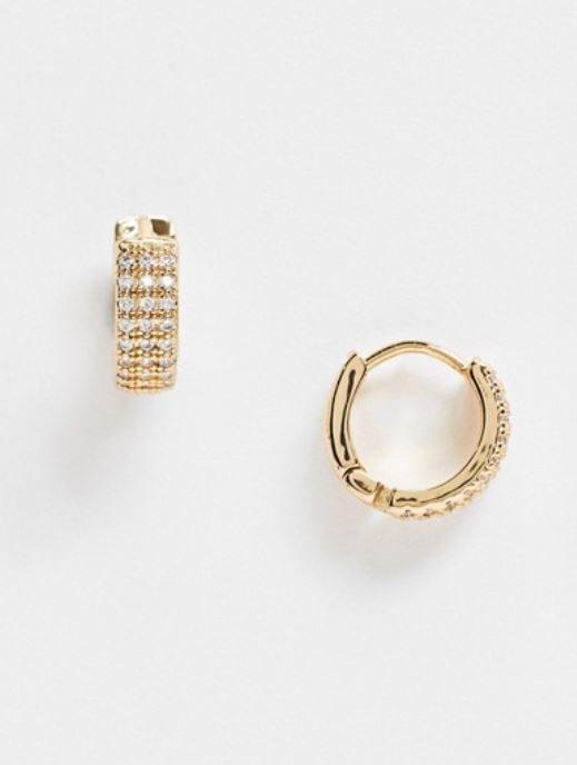 14k gold plated huggie hoop earrings with luxe crystal